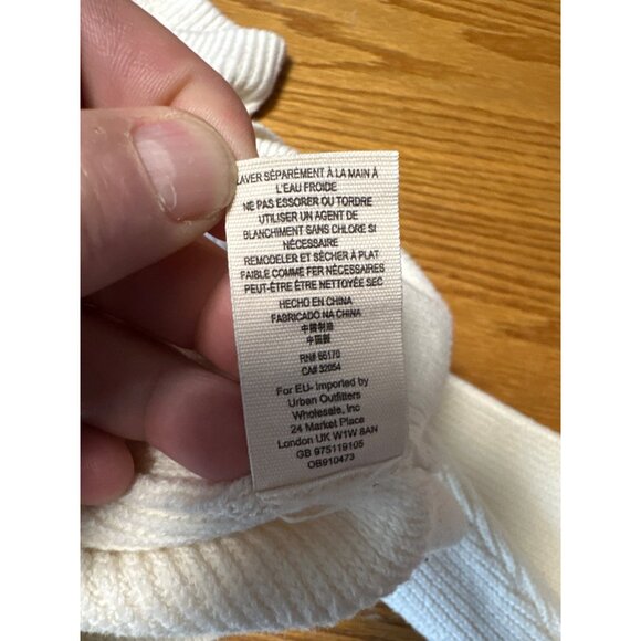 Free People Cream Ribbed Knit Crew Neck Long Sleeve Sweater M - Picture 7 of 8